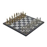 Gift Home Metal Satranç Takımı Büyük Mısır Parlak Taş ve Gri Mermer Desenli Satranç Tahtası