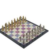 Gift Home Metal Satranç Takımı Büyük Osmanlı-Bizans Parlak Taş ve Bahar Desenli Satranç Tahtası