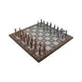 Gift Home Metal Satranç Takımı Büyük Pegasus Antik Katlanır Sedef Desenli Satranç Tahtası