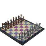 Gift Home Metal Satranç Takımı Büyük Pegasus Antik Taş ve Bahar Desenli Satranç Tahtası