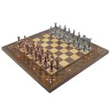 Gift Home Metal Satranç Takımı Büyük Pegasus Antik ve Düz Masif Ahşap Satranç Tahtası