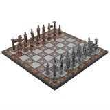 Gift Home Metal Satranç Takımı Büyük Pegasus Antik ve Sedef Desenli Satranç Tahtası