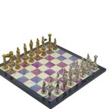 Gift Home Metal Satranç Takımı Büyük Pegasus Parlak Taş ve Bahar Desenli Satranç Tahtası