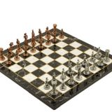 Gift Home Metal Satranç Takımı Orta Boy İngiliz Figürlü Antik Satranç Taşı ve MDF Bahar Desenli Satranç Tahtası
