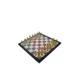 Gift Home Metal Satranç Takımı Orta İspanyol Parlak Taş ve MDF Bahar Desenli Satranç Tahtası