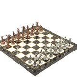 Gift Home Metal Satranç Takımı Orta Roma Antik Taş ve Düz Mermer Desenli Satranç Tahtası