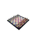 Gift Home Metal Satranç Takımı Orta Roma Figürlü Antik Taş ve Bahar Desenli Satranç Tahtası