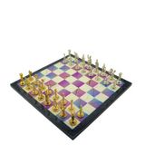 Gift Home Metal Satranç Takımı Orta Roma Figürlü Parlak Taş ve Bahar Desenli Satranç Tahtası