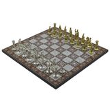 Gift Home Metal Satranç Takımı Orta Roma Parlak Sedef Desenli Ahşap Satranç Tahtası