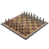 Gift Home Metal Satranç Takımı Orta Yunan Antik Rustik Ceviz Desenli Satranç Tahtası