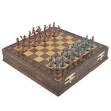 Gift Home Metal Satranç Takımı Orta Yunan Antik Sandıklı Masif Ahşap Satranç Tahtası