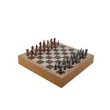 Gift Home Orta Boy Metal İngiliz 36x36x6 cm Satranç Takımı Antik ve Rustik Desenli Sandıklı MDF Tahtası
