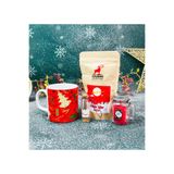 Gift Moda Kırmızı Yeni Yıl Tasarımlı Kupa Filtre Kahve Dilek Şişesi Ve Kokulu Mum Yılbaşı Seti