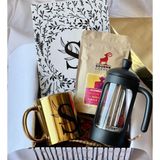 Gift Moda Kişiye Özel Harfli Çiçek Tasarımlı Sert Kapaklı Defter Gold Kupa French Press Ve Filtre Kahve Hediye Seti