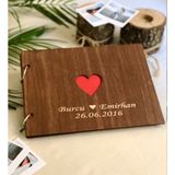 Gift Moda Kişiye Özel Kalp Tasarımlı Ahşap Kapaklı Fotoğraf Albümü
