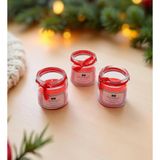 Gift Moda Kurdeleli Kavanozda 3'lü Kırmızı Mum - Yılbaşı Mumu