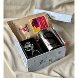 Gift Moda Özel Kutulu Gümüş Epoksi Anahtarlık Kupa Ve Filtre Kahve Hediye Seti