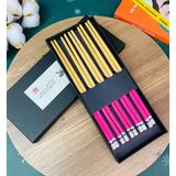 Gift Moda Pembe Desenli Chopstick 5'li Set