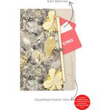 Giftcrea Kişiye Özel Çiçek Desenli Defter ve Tüy Kalem Seti Lazer Isim Kazıma Günlük Kartlıklı Defter - Gri