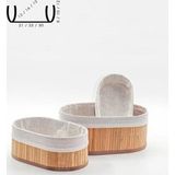 Gifted Bambu 3 Lü Sepet Seti Banyo Sepeti Mutfak Sepeti Doğal Astarlı Kozmetik Dolap İçi Çok Amaçlı Düzenleyici