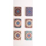 Gifted Otantik Mandala Tasarımlı Nazar Boncuklu Büyüteçli Kozmetik Dikdörtgen Cep Çanta Aynası Kapaklı El Makyaj Aynası