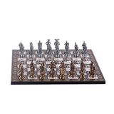 GiftHome 4111 Metal İspanyol Satranç Takımı Orta Boy Antik Ve Sedef Tahtası, 37x37x1.2 cm
