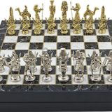GiftHome Büyük Boy Metal Mısır Satranç Takımı Parlak ve Mermer Desenli Sandıklı MDF Tahtası(36X36X6 cm.)