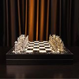 GiftHome Büyük Boy Metal Osmanlı-Bizans Satranç Takımı Parlak ve Mermer Desenli Sandıklı MDF Tahtası(36X36 cm.)