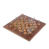 GiftHome Büyük Boy Metal Pegasus Atları Satranç Takımı Parlak ve El Yapımı Masif Ahşap Satranç Tahtası