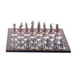 GiftHome Metal İngiliz Satranç Takımı Orta Boy Antik ve Sedef Tahtası