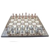 GiftHome Metal Klasik Satranç Takımı Antik ve Katlanır Sedef Tahta