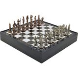 Gifthome Metal Mısır Satranç Takımı Antik ve Mermer Desenli Mdf Sandıklı Satranç Tahtası (36X36X6 Cm.)