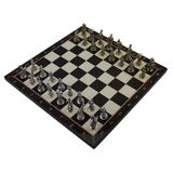 GiftHome Metal Truvalılar Satranç Takımı Parlak Ve Ceviz Tahtası Küçük Boy