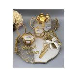 gifthomeshop Epoksi Yuvarlak Yüzük ve Damat Kahve Tepsi Seti
