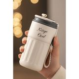 Giftino Kişiye Özel Dijital Isı Göstergeli Paslanmaz 304 White Çelik Bardak Termos Mug Kupa 400ml