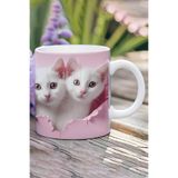 giftkonsept 3D Görünüm Çift Kediler Sevgili Özel Gün Hediye No:9 3D Tasarım Görünümlü Baskılı Kupa Bardak Mug, QBM2456