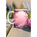 giftkonsept 3D Görünümlü Pembe Çiçek ve Kelebekler No:9 3D Tasarım Baskılı Kupa Bardak Mug, QBM2454