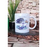 giftkonsept Aquarius İlüstrasyon Baskılı Kova Burcu Astroloji Hediyelik Baskılı Çay Kahve Sunum Kupa Bardak, QBM5347