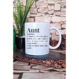 giftkonsept Aunt Desenli Modern Hala Teyze Hediyelik Baskılı Çay Kahve Sunum Kupa Bardak, QBM5844