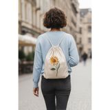 giftkonsept Ayçiçeği Baskılı Büzgülü Ayarlanabilir Ham Bez Sırt Çantası