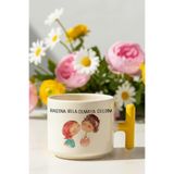 giftkonsept Başına Bela Olmaya Geldim Baskılı Eş, Sevgili, Arkadaş Karı Kocaya Hediyelik T Kulplu Latte Fincanı, Sarı