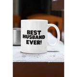 giftkonsept Best Husband Ever Baskılı Karı Koca Sevgililer Günü Yıldönümü Hediye Kupa Bardak, QB2M007