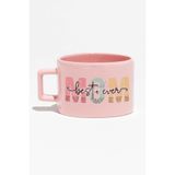 giftkonsept Best Mom Ever No:3 Baskılı Anneler Günü Hediyelik Pembe Dikdörtgen Kulplu Fincan Kupa Bardak, QBNF5033