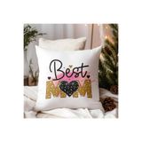 giftkonsept Best Mom No:2 Baskılı Anneler Günü Hediyelik Elyaf Dolgulu Saten Dekoratif Yastık 28x28 cm, QBY5023