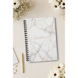 giftkonsept Beyaz Mermer Dokulu 50 Yaprak 100 Sayfa Sprialli Defter - Renkli - A4 - Çizgisiz