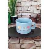 giftkonsept Books Tea Love Temalı Kitap ve Çay Aşkı Kare Kulplu Fincan Mavi Kupa Bardak, QBNF5430