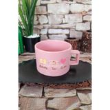 giftkonsept Books Tea Love Temalı Kitap ve Çay Aşkı Kare Kulplu Fincan Pembe Kupa Bardak, QBNF5430