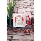 giftkonsept Cat Drinking Coffee Baskılı Komik Kedi Kahve Sever Hediyelik Kulplu Kupa Bardak, QBLK5674-KR