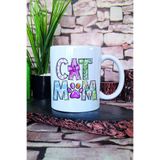 giftkonsept Cat Mom Desenli Kedi Annesi Kedisever Şık Hediyelik Baskılı Çay Kahve Sunum Kupa Bardak, QBM5695