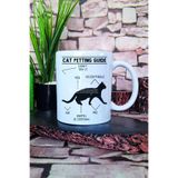 giftkonsept Cat Petting Cat Guide Baskılı Komik Kedi Sevme Kılavuzu Hediye Baskılı Kupa Bardak, QBM5698